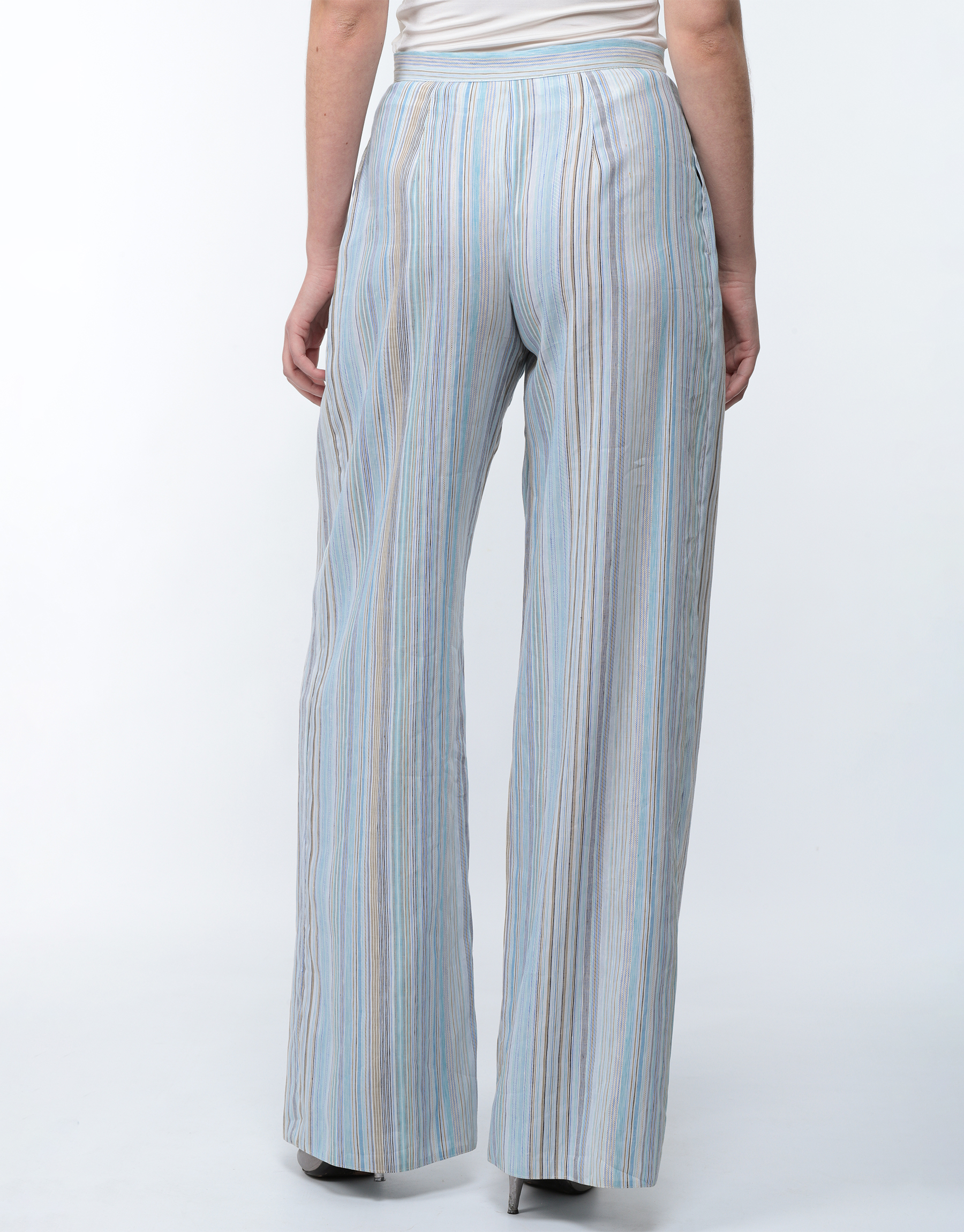 Cotton pleated trousers tennis stripes